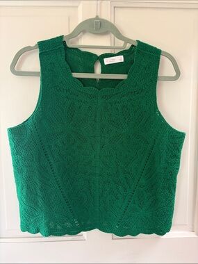 Lauren Conrad Emerald Green Crochet Tank Top